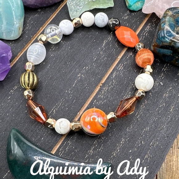 White Jade mystic aura Quartz 12mm beads chunky bracelet/ - Picture 1 of 9